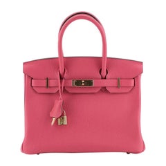 Hermes Birkin Handbag Rose Extreme Clemence With Gold Hardware 30