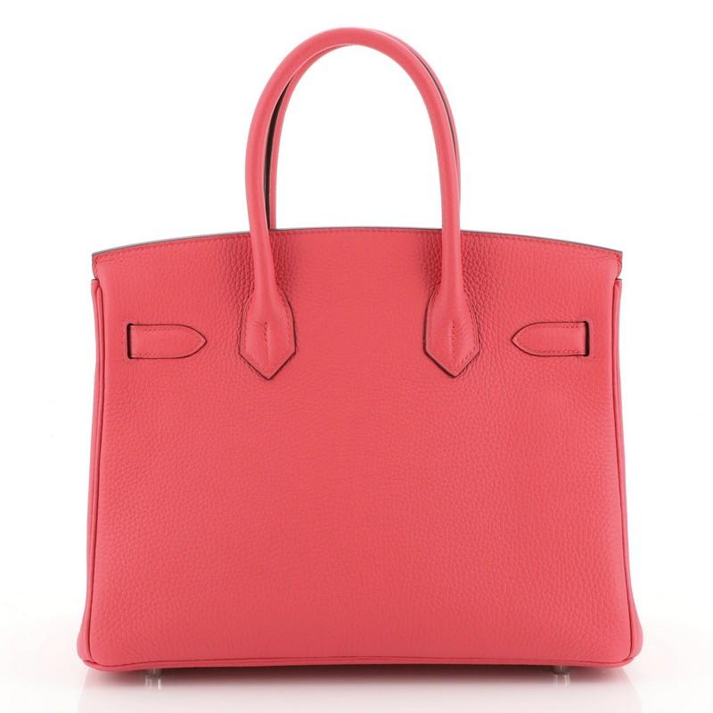 Hermes Birkin Handbag Rose Extreme Clemence with Palladium Hardware 30 In Good Condition In NY, NY