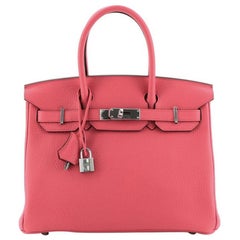 Hermes Birkin Handbag Rose Extreme Clemence with Palladium Hardware 30