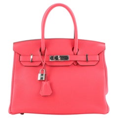 Hermes Birkin Handtasche Rose Extreme Clemence mit Palladium Hardware 30