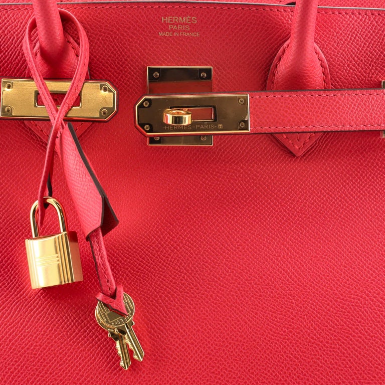 Hermes Birkin Handbag Rose Extreme Epsom with Gold Hardware 30 For Sale