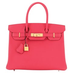 Hermès Birkin Handtasche Rose Extreme Epsom mit Goldbeschlägen 30