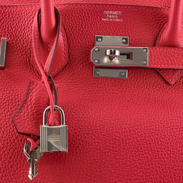 Hermes Birkin Handbag Rose Framboise Togo with Palladium Hardware 30