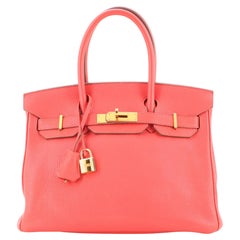 Hermes Birkin Handbag Rose Jaipur Clemence with Gold Hardware 30