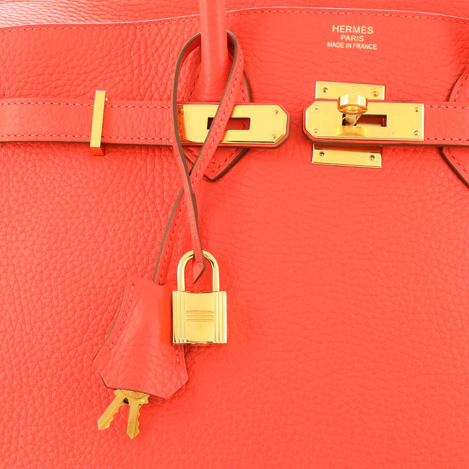 Hermes Birkin Handbag Rose Jaipur Clemence with Gold Hardware 35 1