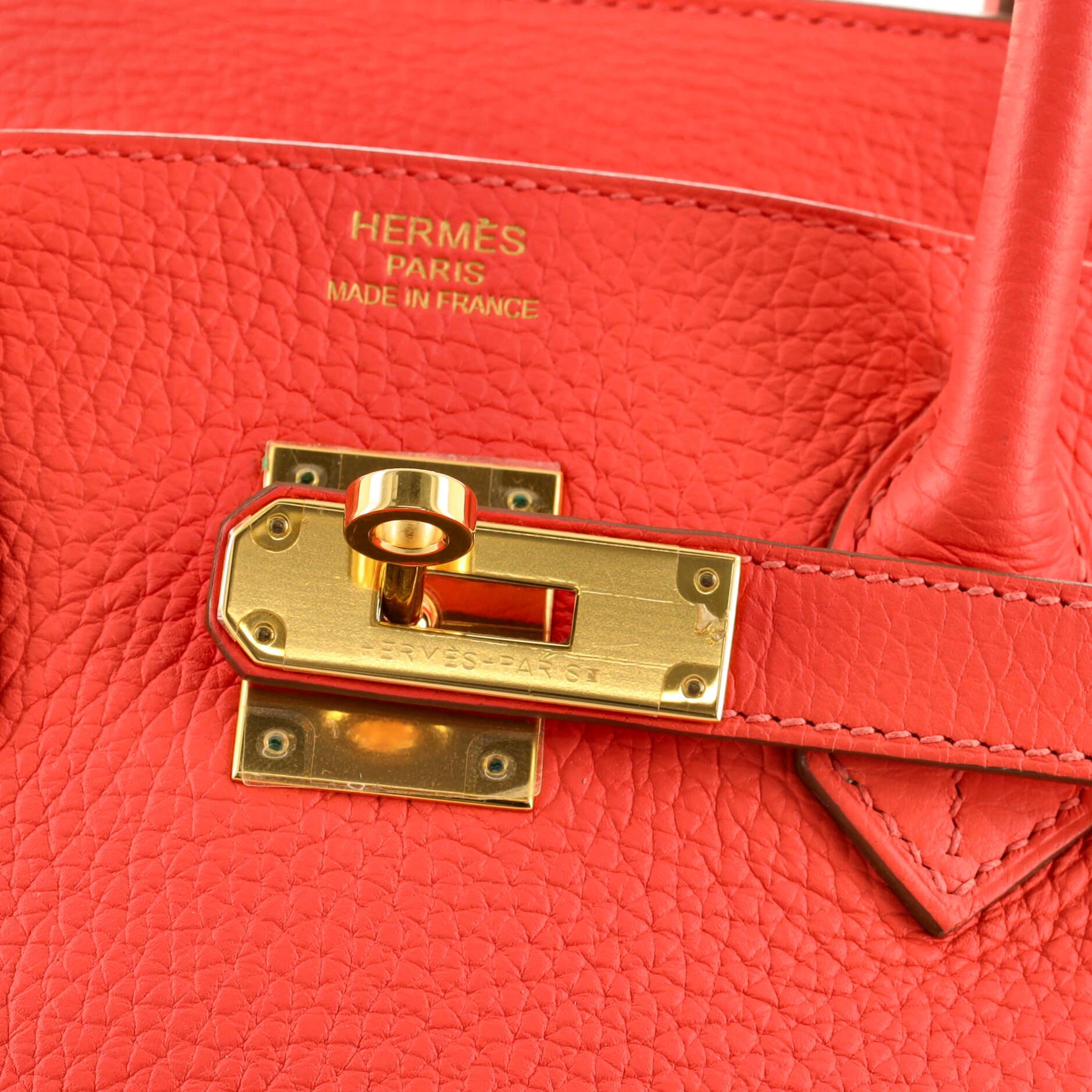 Women's or Men's Hermes Birkin Handbag Rose Jaipur Clemence with Gold Hardware 35