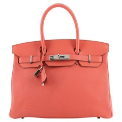 Hermes Birkin Handbag Rose Jaipur Clemence with Palladium Hardware 30