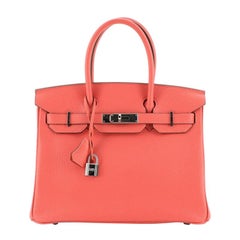 Hermes Birkin Handbag Rose Jaipur Clemence With Palladium Hardware 30