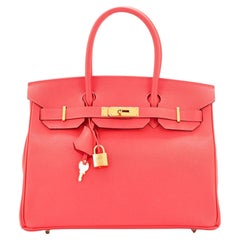 Hermes Birkin Handbag Rose Jaipur Epsom with Gold Hardware 30