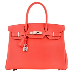 Hermes Birkin Handbag Rose Jaipur Epsom with Palladium Hardware 30