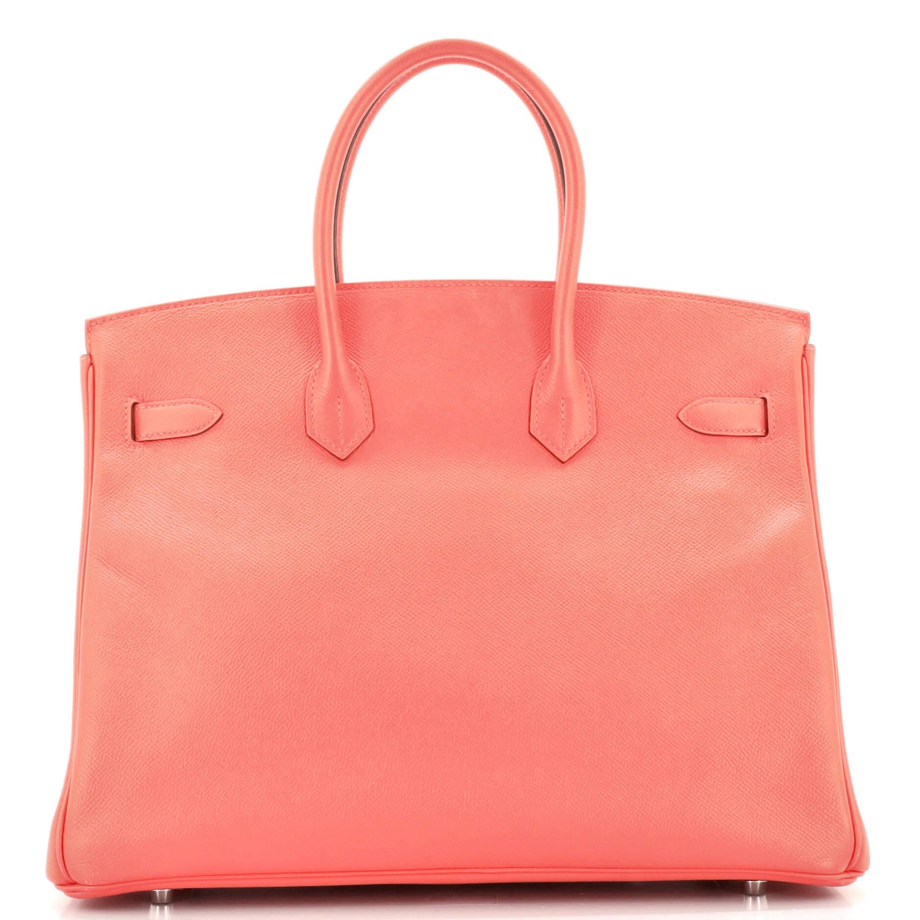 Pink Hermes Birkin Handbag Rose Jaipur Epsom with Palladium Hardware 35