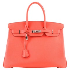Hermes Birkin Handbag Rose Jaipur Epsom with Palladium Hardware 35