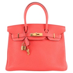 Hermes Birkin Handbag Rose Jaipur Togo With Gold Hardware 30