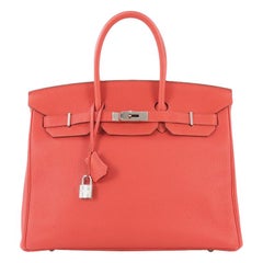 Hermes Birkin Handbag Rose Jaipur Togo with Palladium Hardware 35