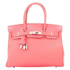 Hermes Birkin Handbag Rose Lipstick Clemence with Palladium Hardware 30
