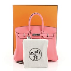 Hermes Birkin Handbag Rose Lipstick Swift with Palladium Hardware 25