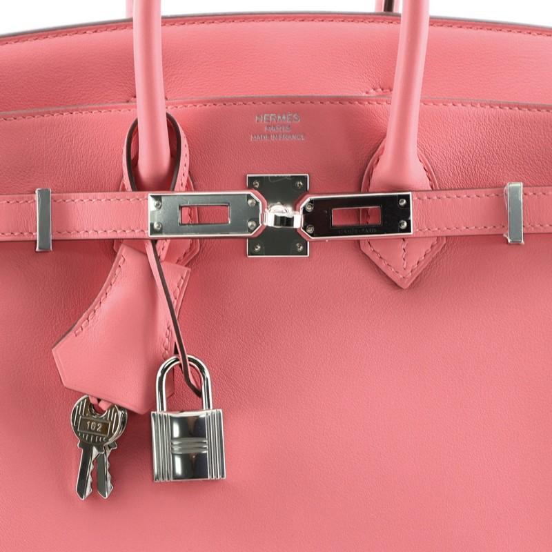 Pink Hermes Birkin Handbag Rose Lipstick Swift With Palladium Hardware 25