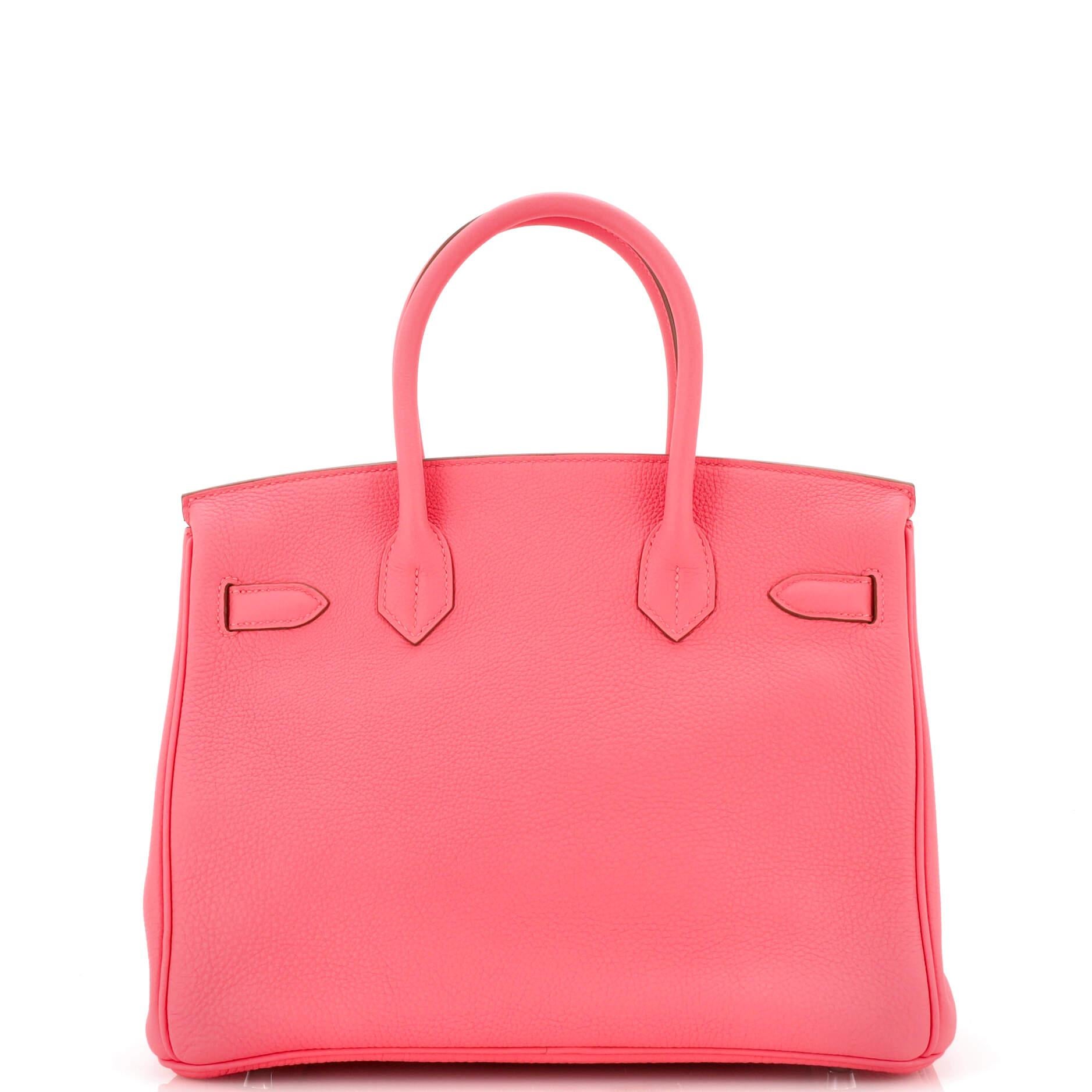Women's or Men's Hermes Birkin Handbag Rose Lipstick Togo with Palladium Hardware 30 For Sale