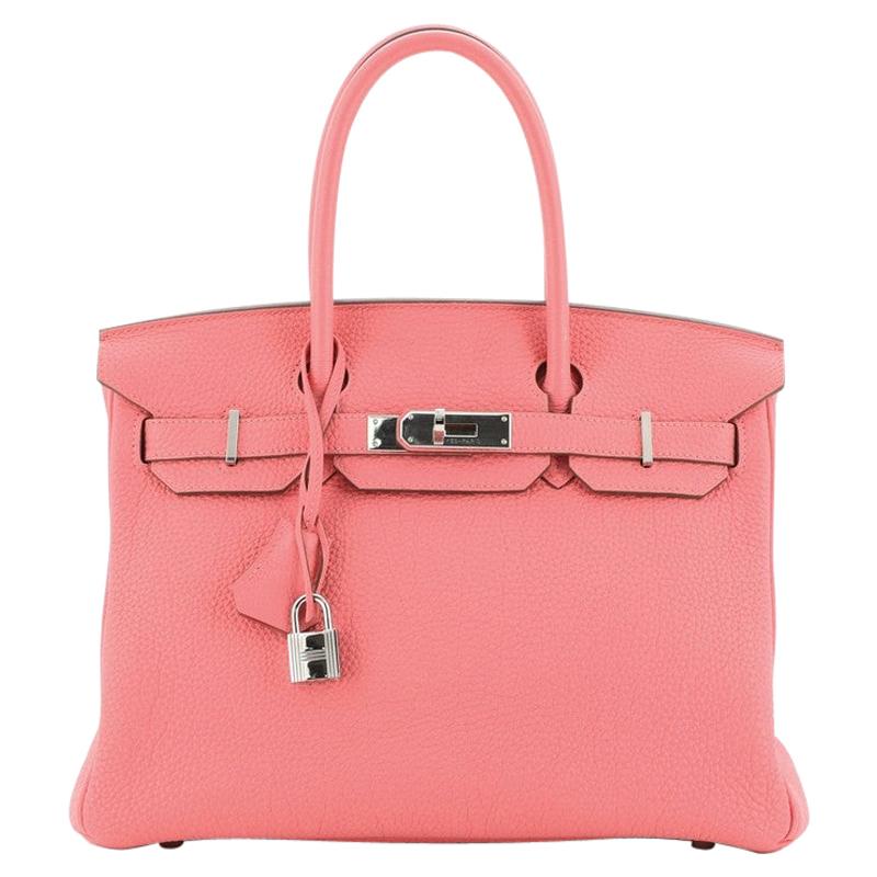 Hermes Birkin Handbag Rose Lipstick Togo with Palladium Hardware 30