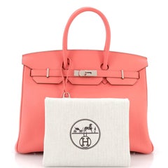 Hermes Birkin Handbag Rose Lipstick Togo with Palladium Hardware 35