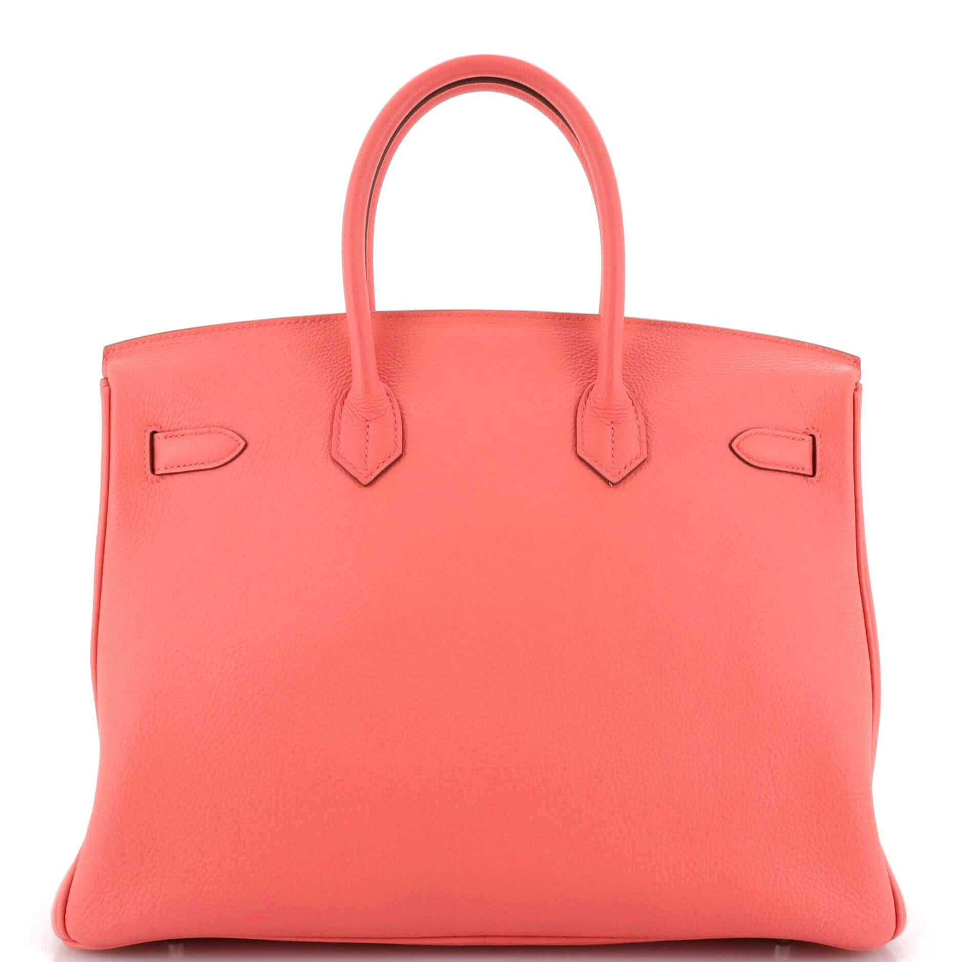 Women's or Men's Hermes Birkin Handbag Rose Lipstick Togo with Palladium Hardware 35 For Sale