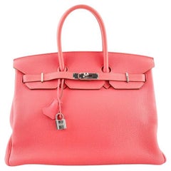 Hermes Birkin Handbag Rose Lipstick Togo with Palladium Hardware 35