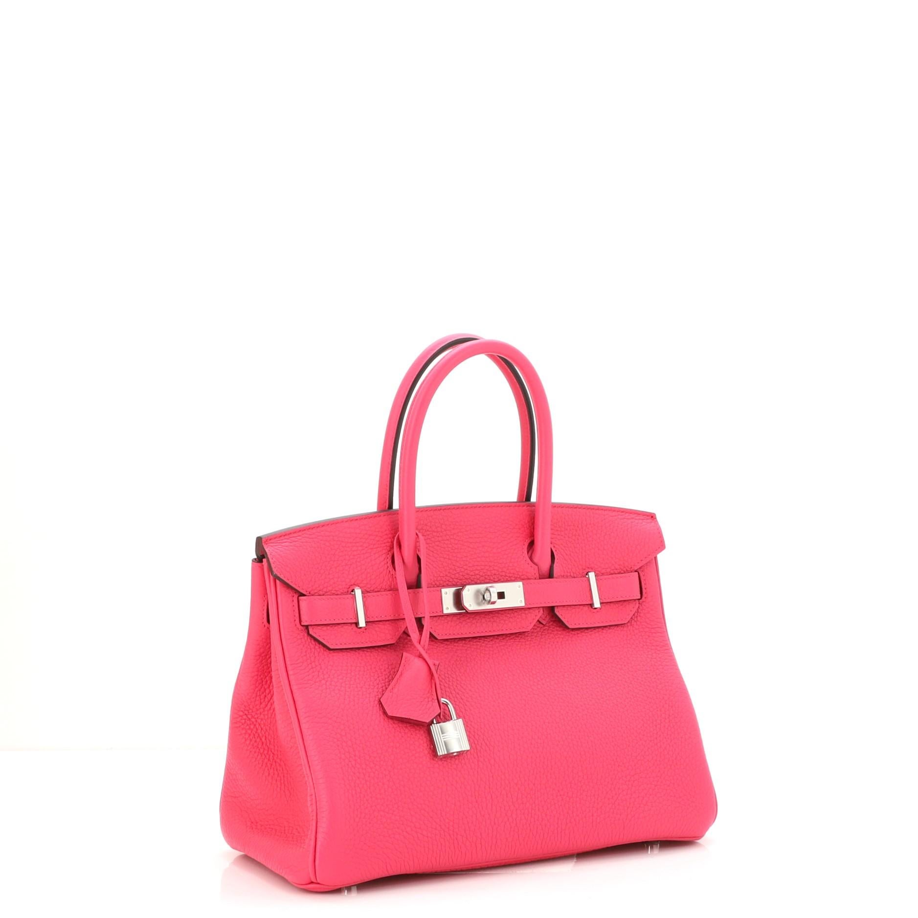 Pink Hermes Birkin Handbag Rose Magnolia Clemence with Palladium Hardware 30