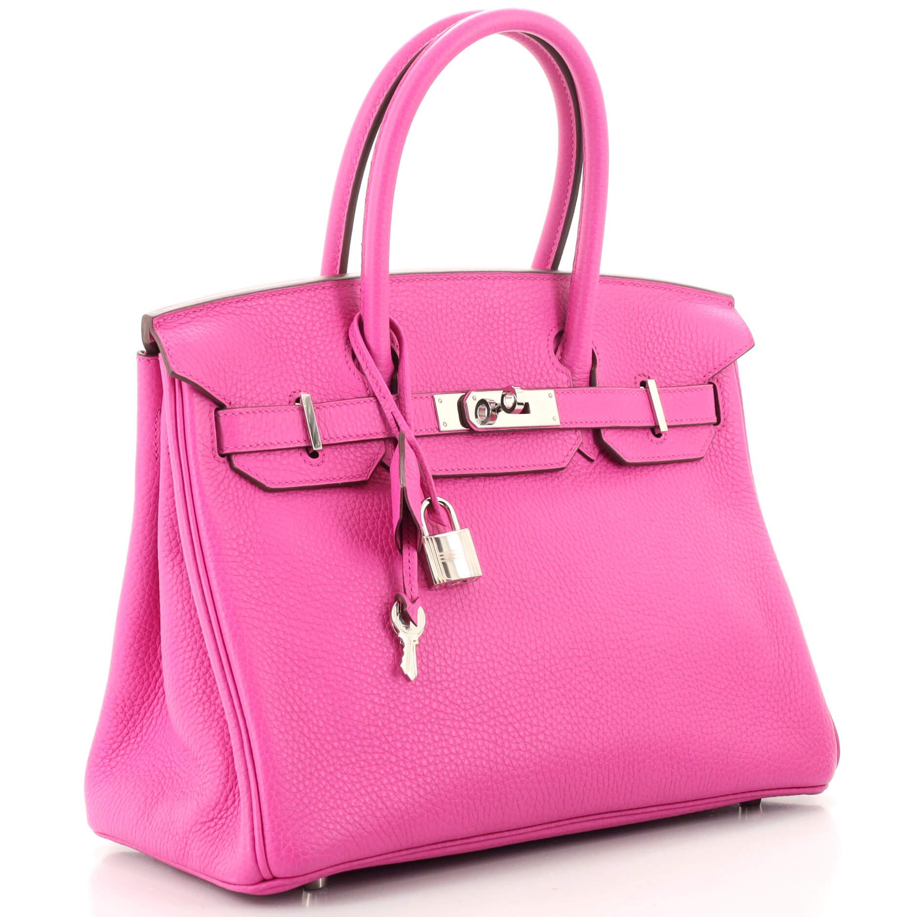 Hermes Birkin Handbag Rose Magnolia Clemence with Palladium Hardware 30 In Good Condition In NY, NY