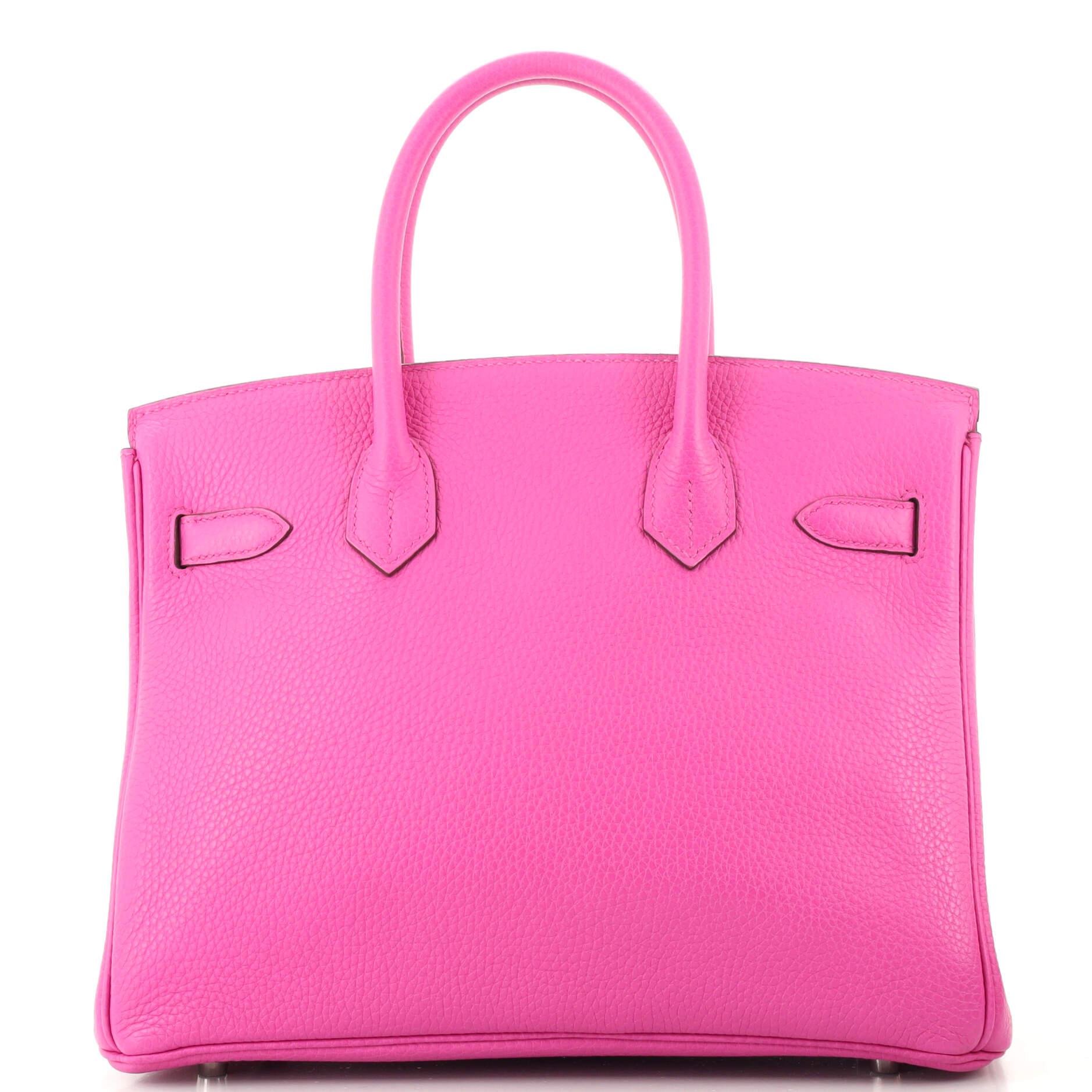 Women's or Men's Hermes Birkin Handbag Rose Magnolia Clemence with Palladium Hardware 30