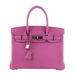 Hermes Birkin Handbag Rose Magnolia Clemence with Palladium Hardware 30