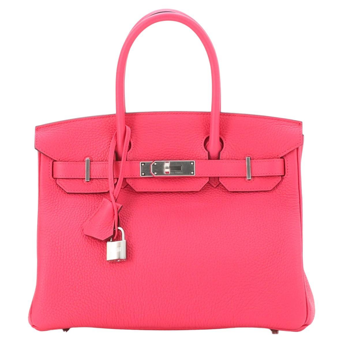 Hermes Birkin Handbag Rose Magnolia Clemence with Palladium Hardware 30