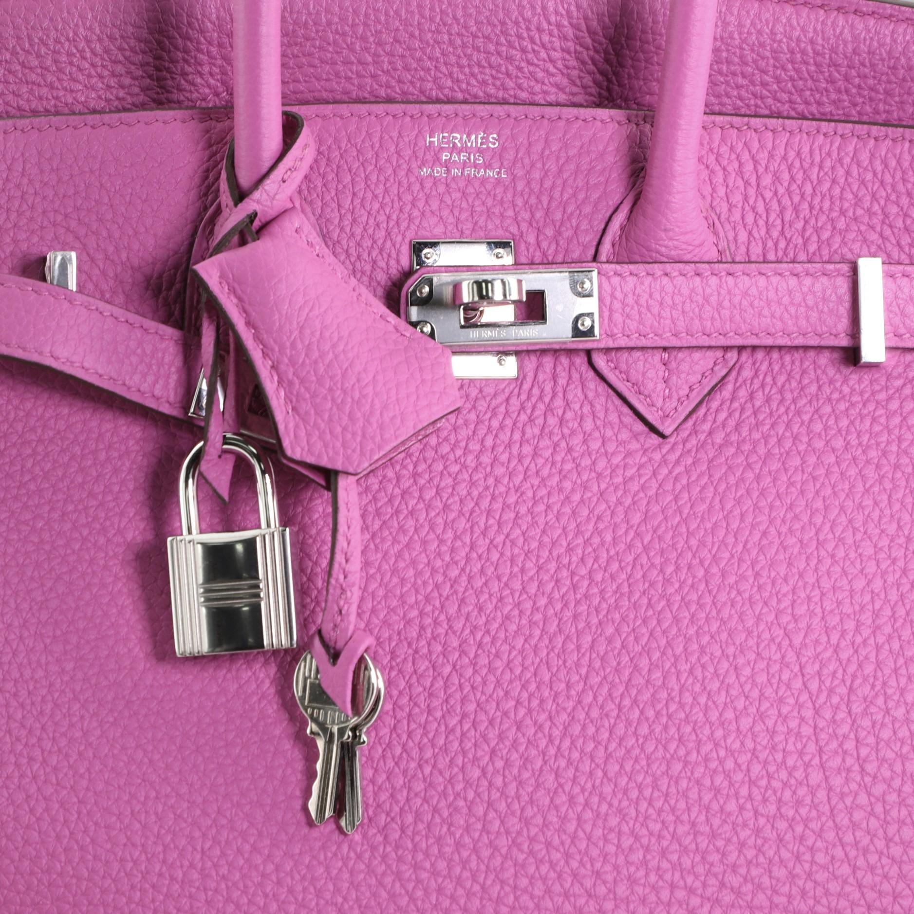 Hermes Birkin Handbag Rose Magnolia Togo with Palladium Hardware 25 In Good Condition In NY, NY