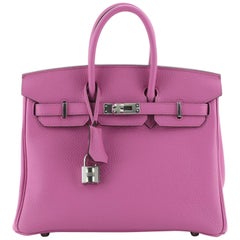 Hermes Birkin Handbag Rose Magnolia Togo with Palladium Hardware 25