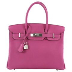 Hermes Birkin Handbag Rose Magnolia Togo with Palladium Hardware 30