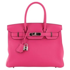 Hermes Birkin Handbag Rose Magnolia Togo with Palladium Hardware 30