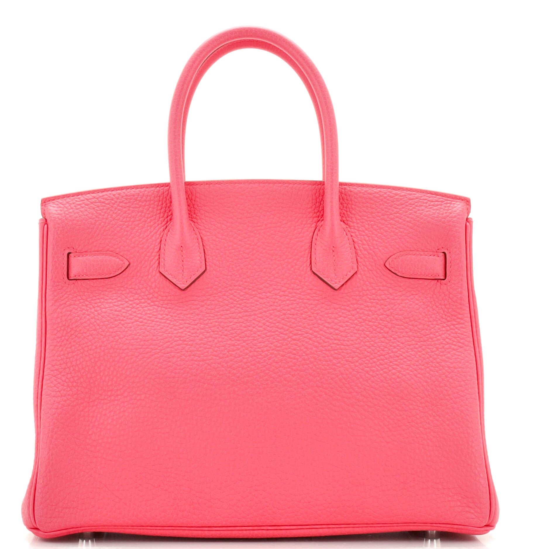 Pink Hermes Birkin Handbag Rose Mexico Clemence with Palladium Hardware 30