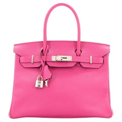 Hermes Birkin Handbag Rose Pourpre Epsom with Palladium Hardware 30