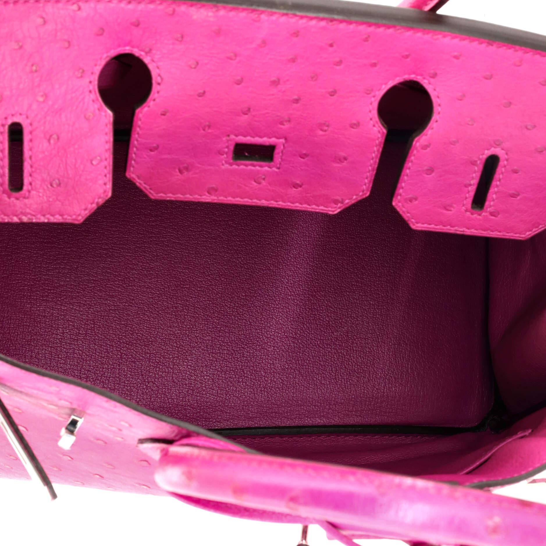 Hermes Birkin Handbag Rose Pourpre Ostrich with Palladium Hardware 30 1