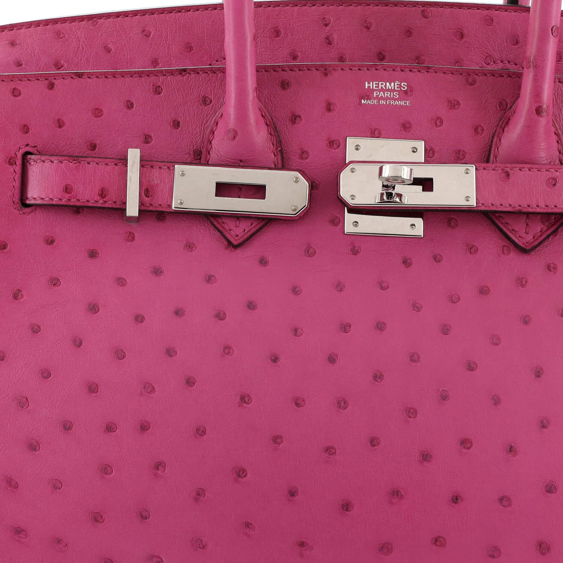 Hermes Birkin Handbag Rose Pourpre Ostrich with Palladium Hardware 30 3