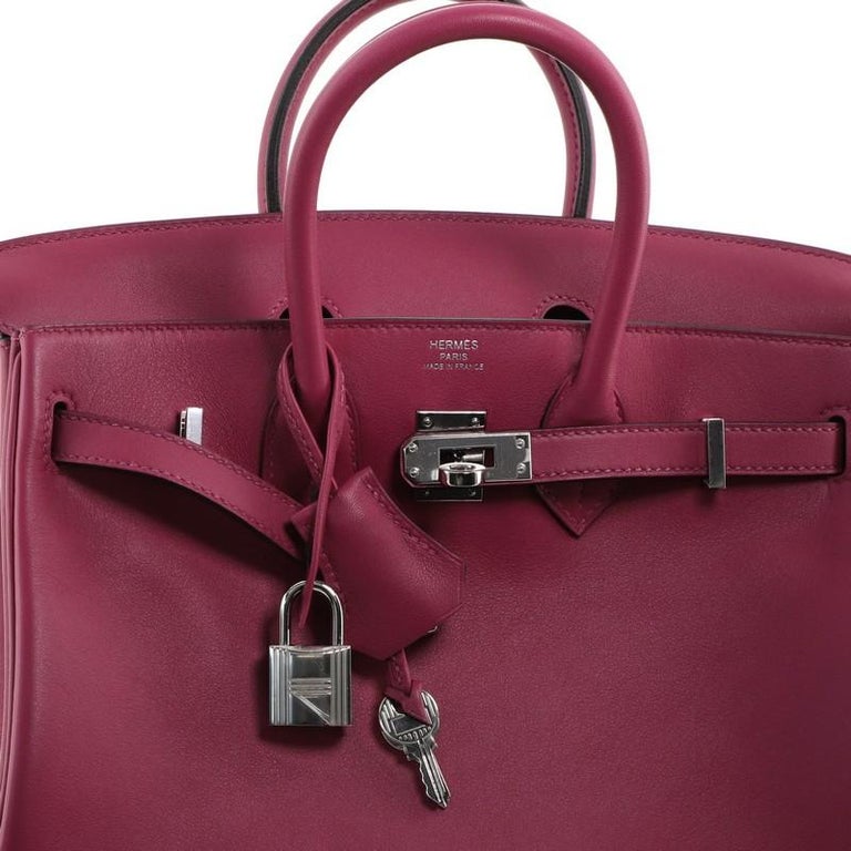 Hermes Birkin Handbag Rose Pourpre Swift with Palladium Hardware 25 at ...