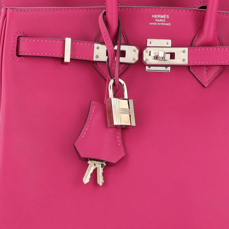 Hermes Birkin Handbag Rose Pourpre Swift with Palladium Hardware 25