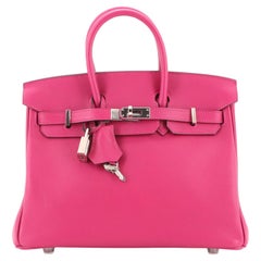 Hermès Birkin Handtasche Rose Pourpre Swift mit Palladiumbeschlägen 25