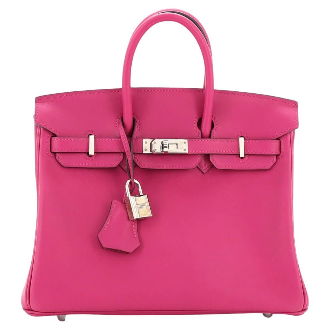 Hermes Birkin Handbag Rose Pourpre Swift with Palladium Hardware 25