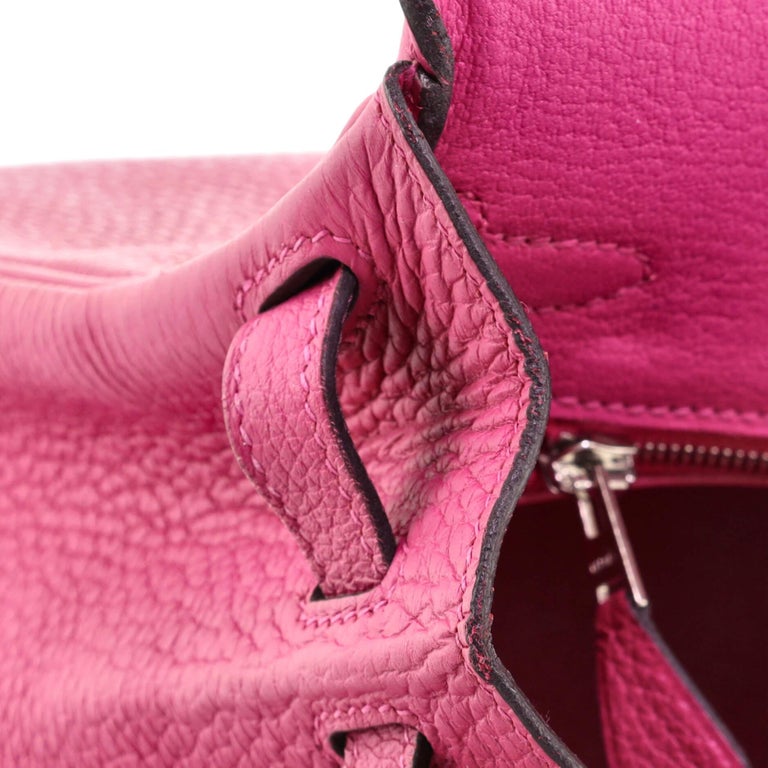 Hermes Birkin Handbag Rose Pourpre Togo with Palladium Hardware 25 For