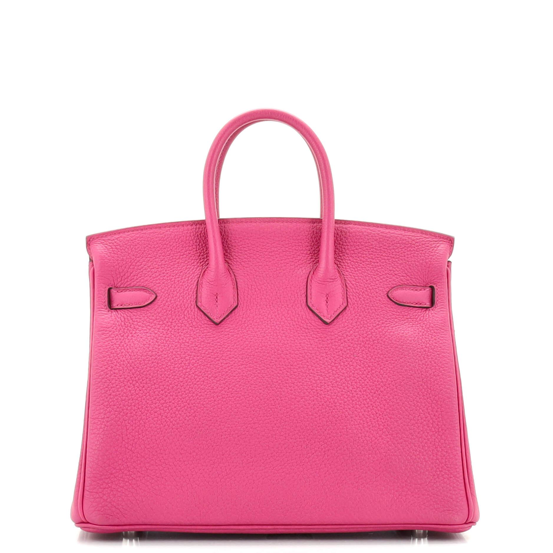 Hermes Birkin Handbag Rose Pourpre Togo with Palladium Hardware 25 In Good Condition In NY, NY