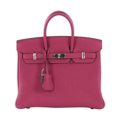 Hermes Birkin Handbag Rose Pourpre Togo with Palladium Hardware 25