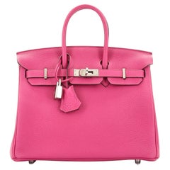 Hermes Birkin Handbag Rose Pourpre Togo with Palladium Hardware 25