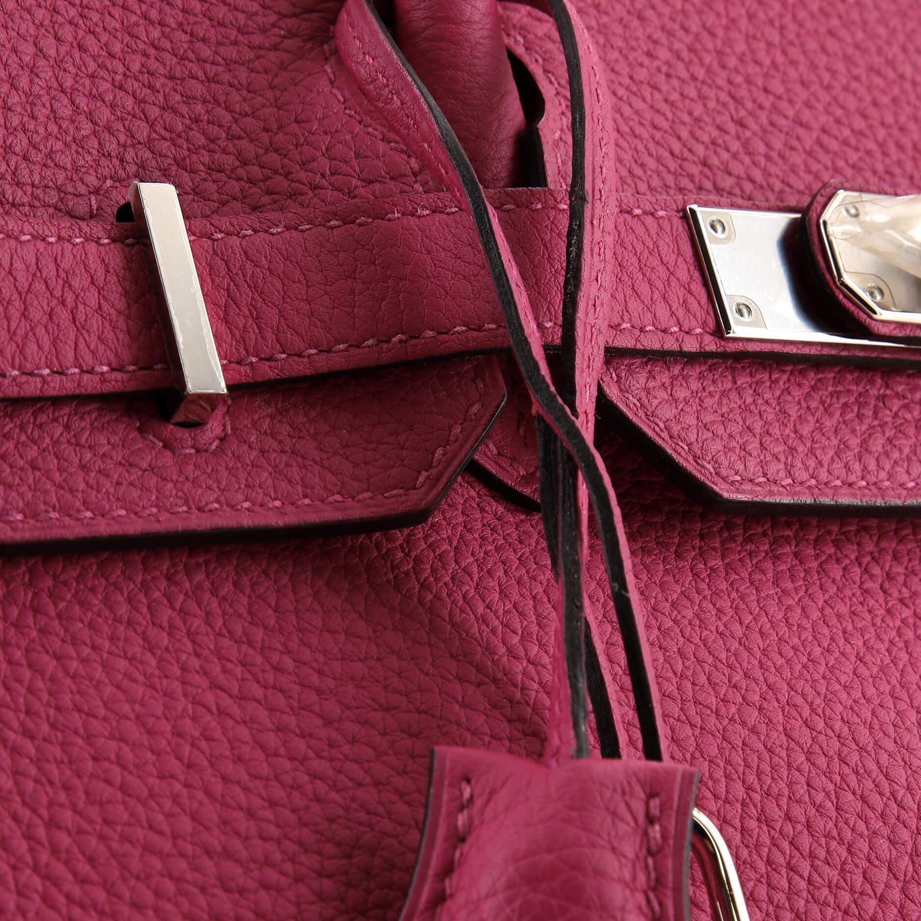 Hermes Birkin Handbag Rose Pourpre Togo with Palladium Hardware 30 For Sale 6