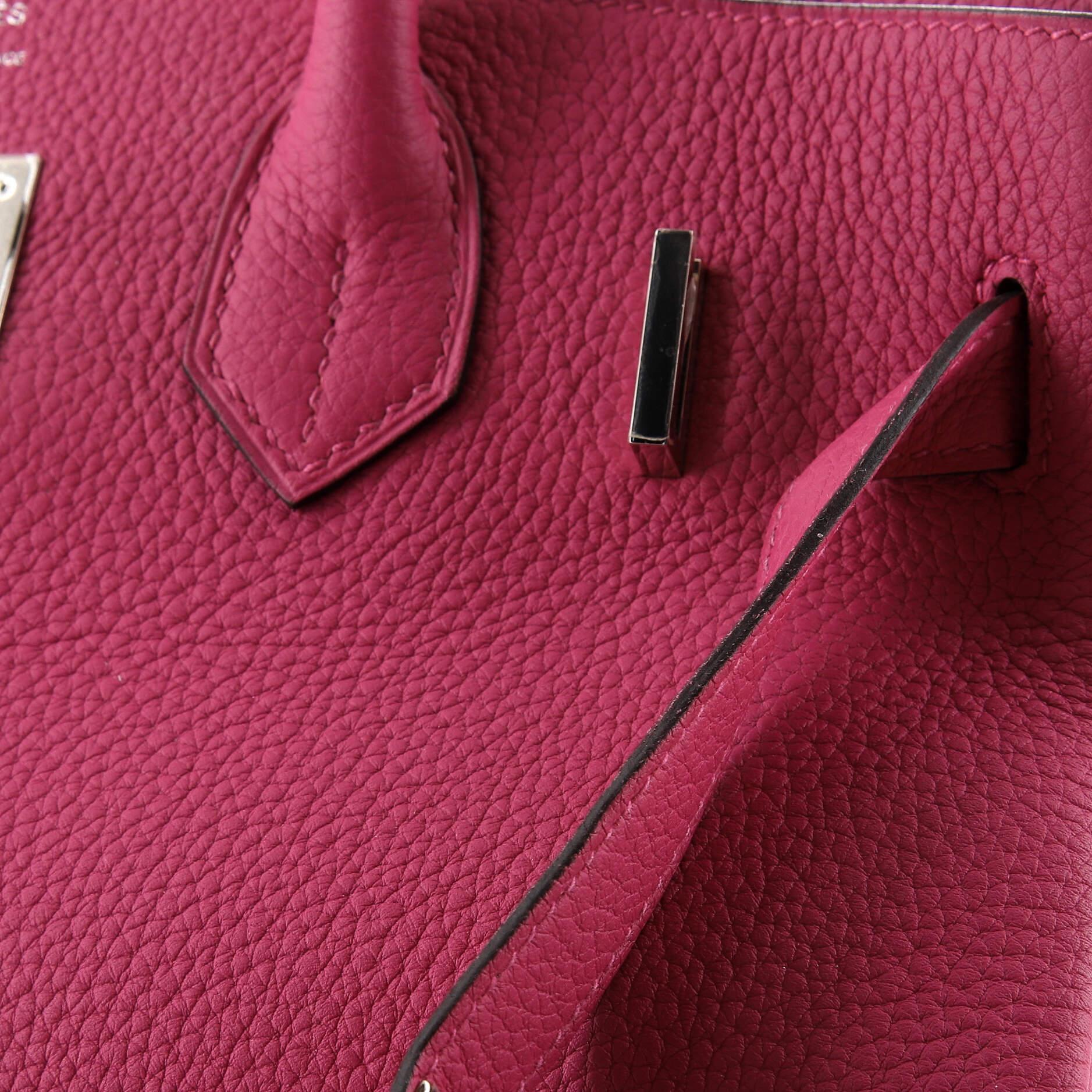 Hermes Birkin Handbag Rose Pourpre Togo with Palladium Hardware 30 For Sale 7