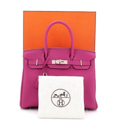 Hermes Birkin Handbag Rose Pourpre Togo with Palladium Hardware 30